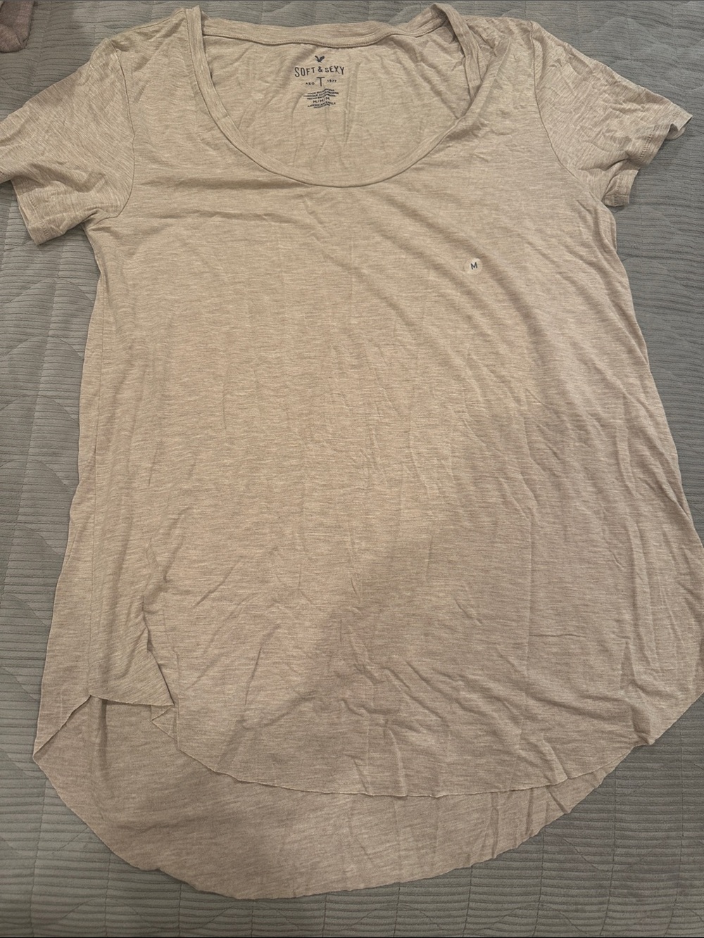 American Eagle Outfitters Scoop Neck Tee in Light Taupe